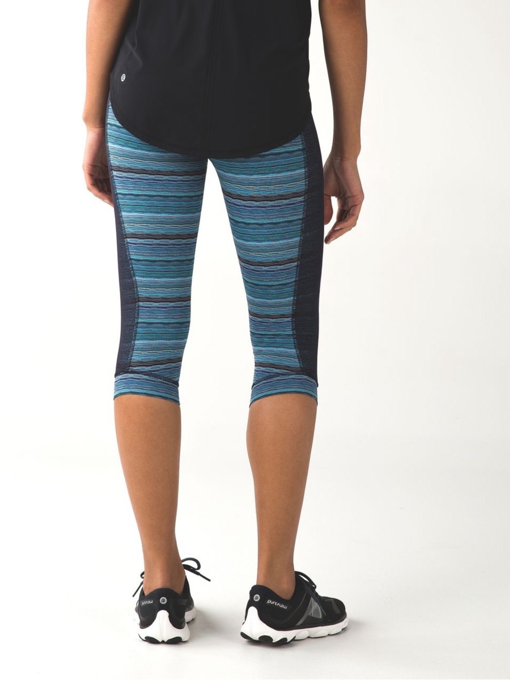 Lululemon Stop At Nothing Crop Leggings Navy Blue Space Dye Twist Capri Tights